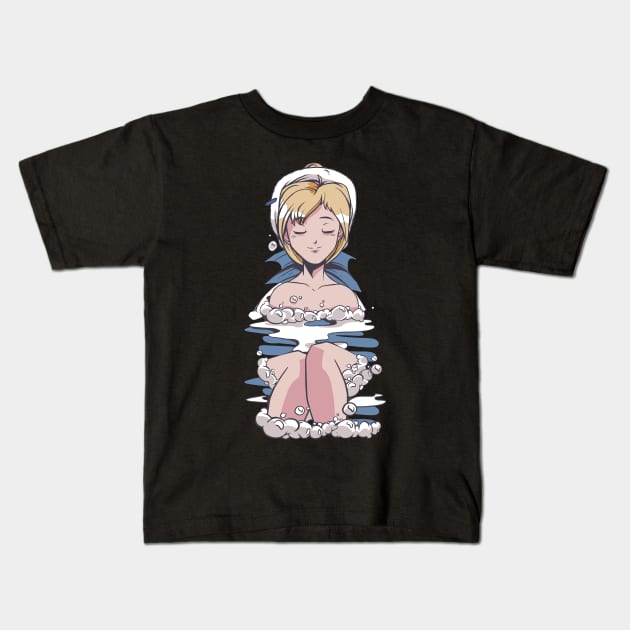 Anime Bath Girl Kids T-Shirt by MimicGaming